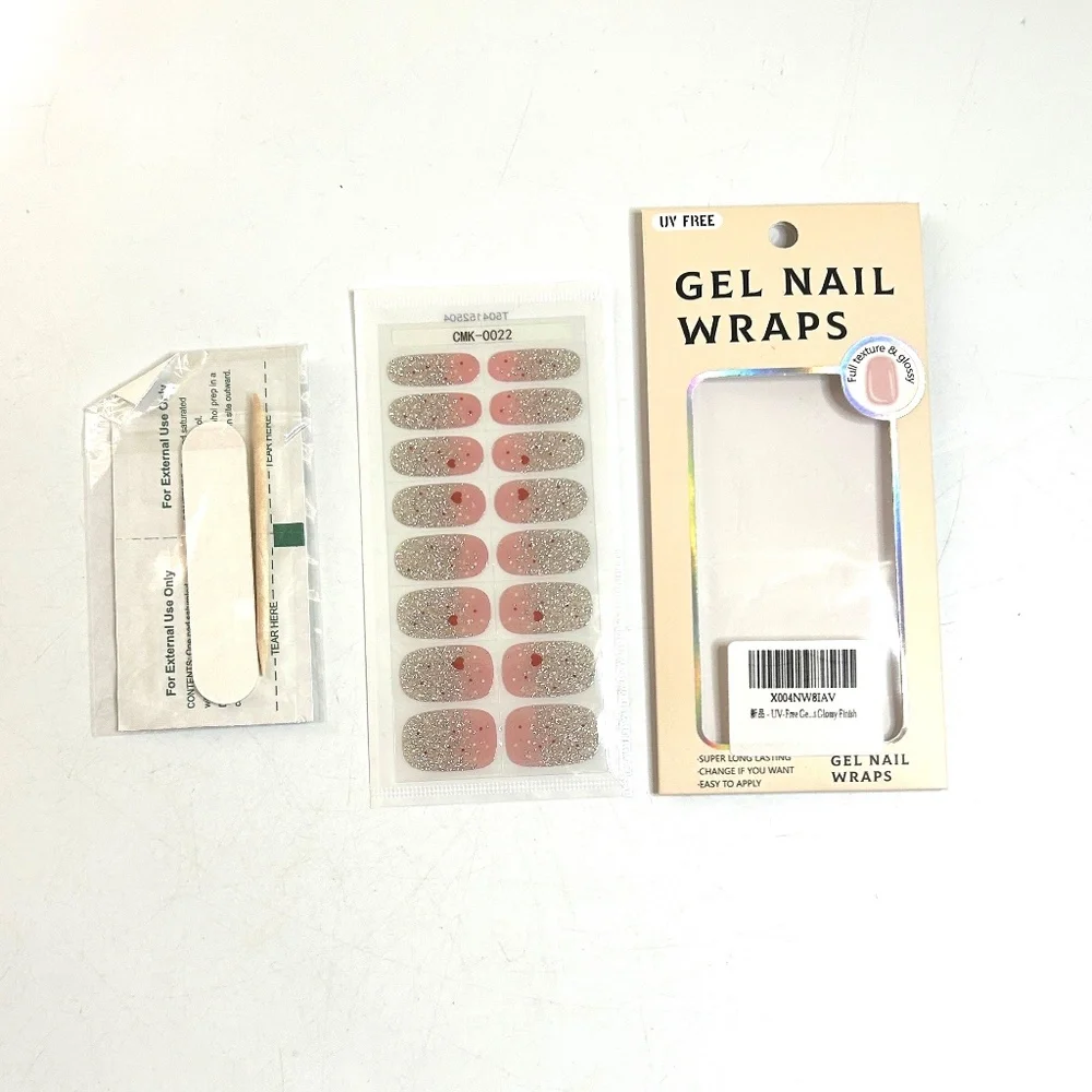 Pink And Silver Glitter Gradient Gel Nail Wraps